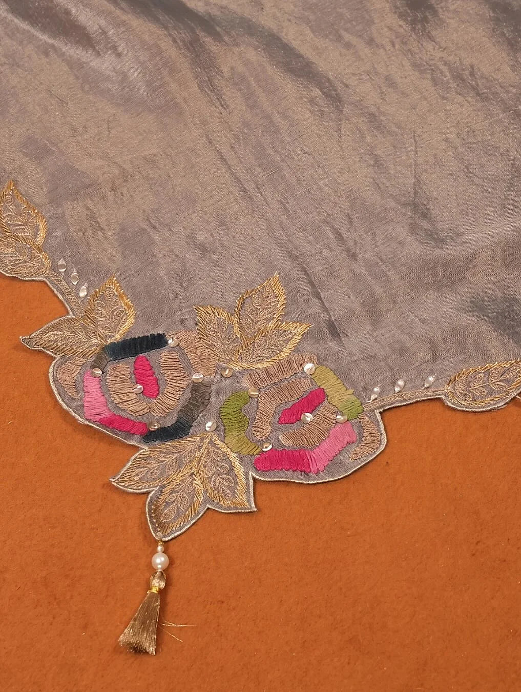 Slate Grey Wavy Floral Suit Design