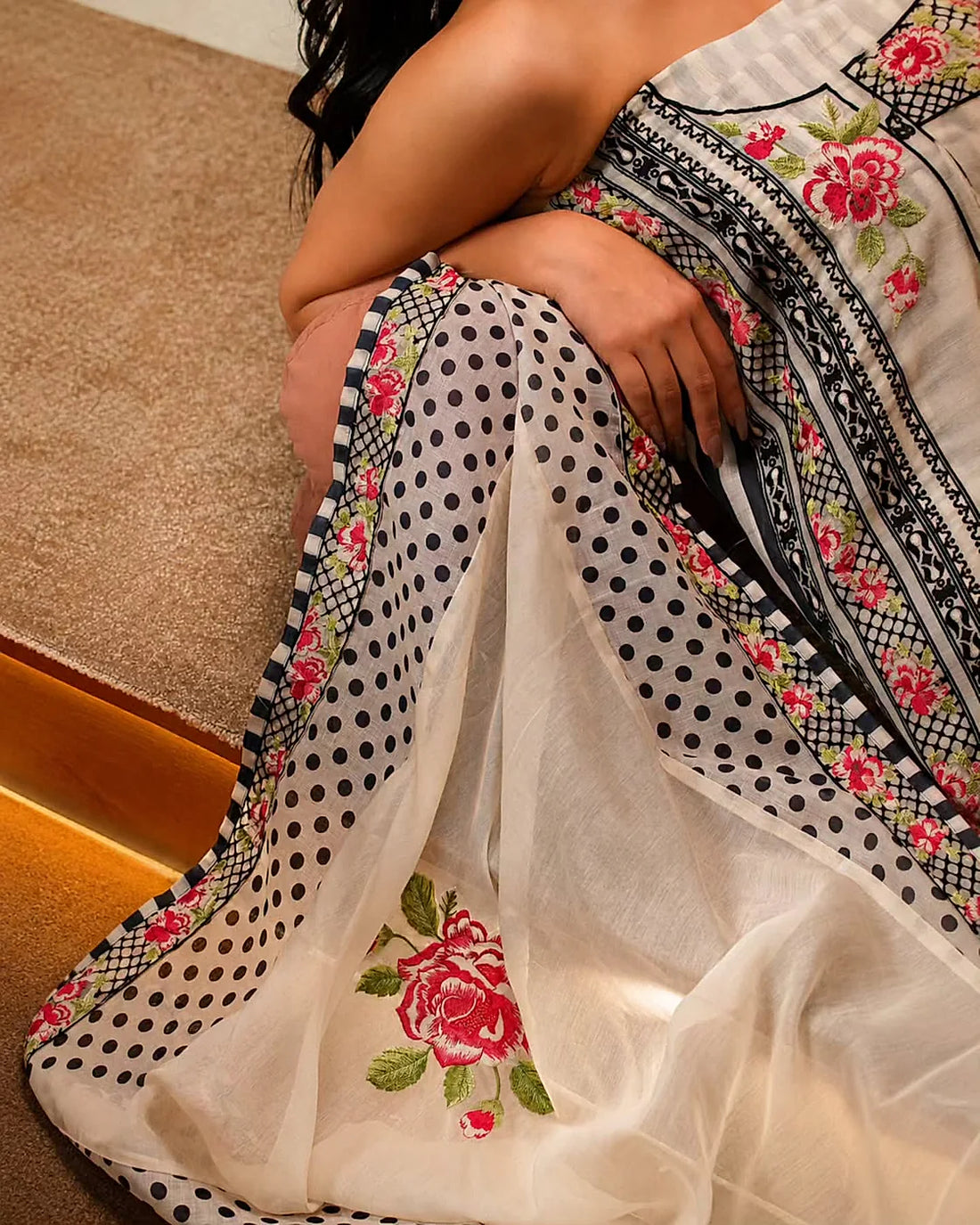 Ivory Stripe and Rose Suit Design