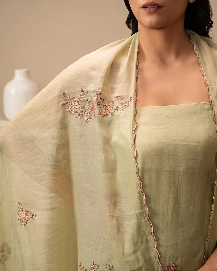 Sage Paisley Border Suit Design