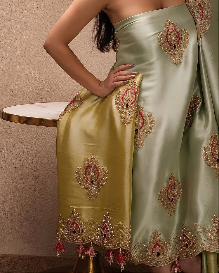 Pistachio Teardrop Motif Suit Design