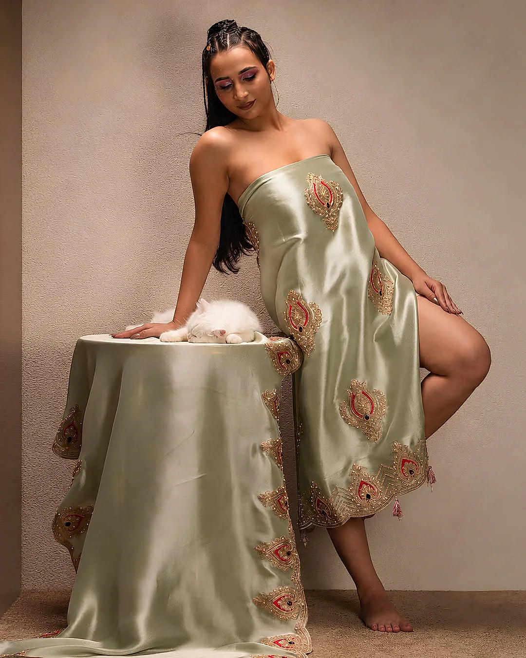 Pistachio Teardrop Motif Suit Design