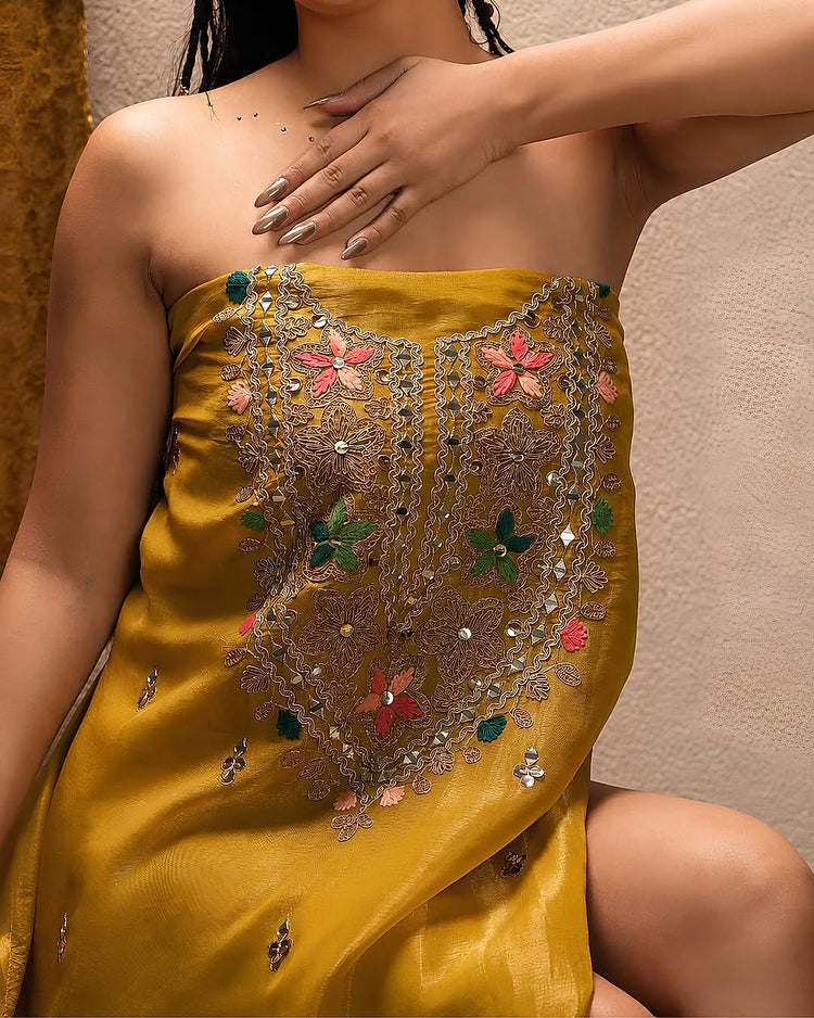 Mustard Multicolour Embellished Suit Design
