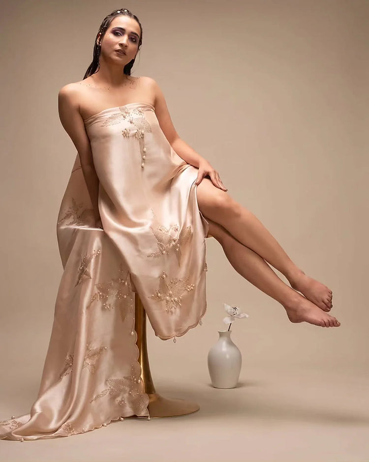 Champagne Scattered Floral Suit Design