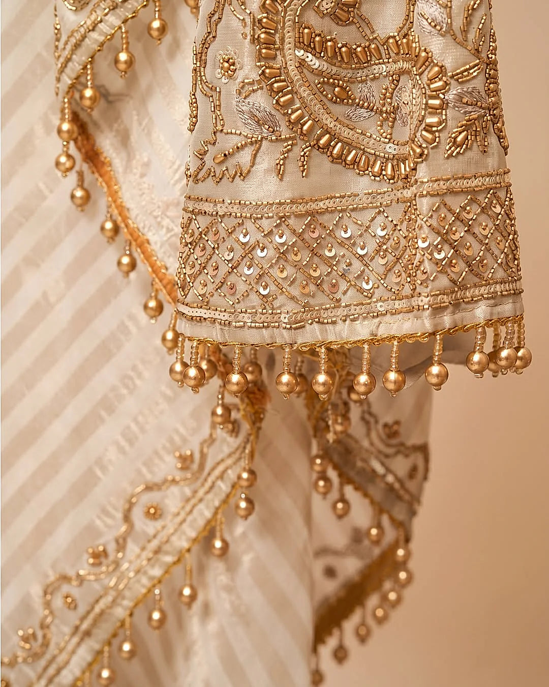 Ivory Gold Paisley Panel Suit Design