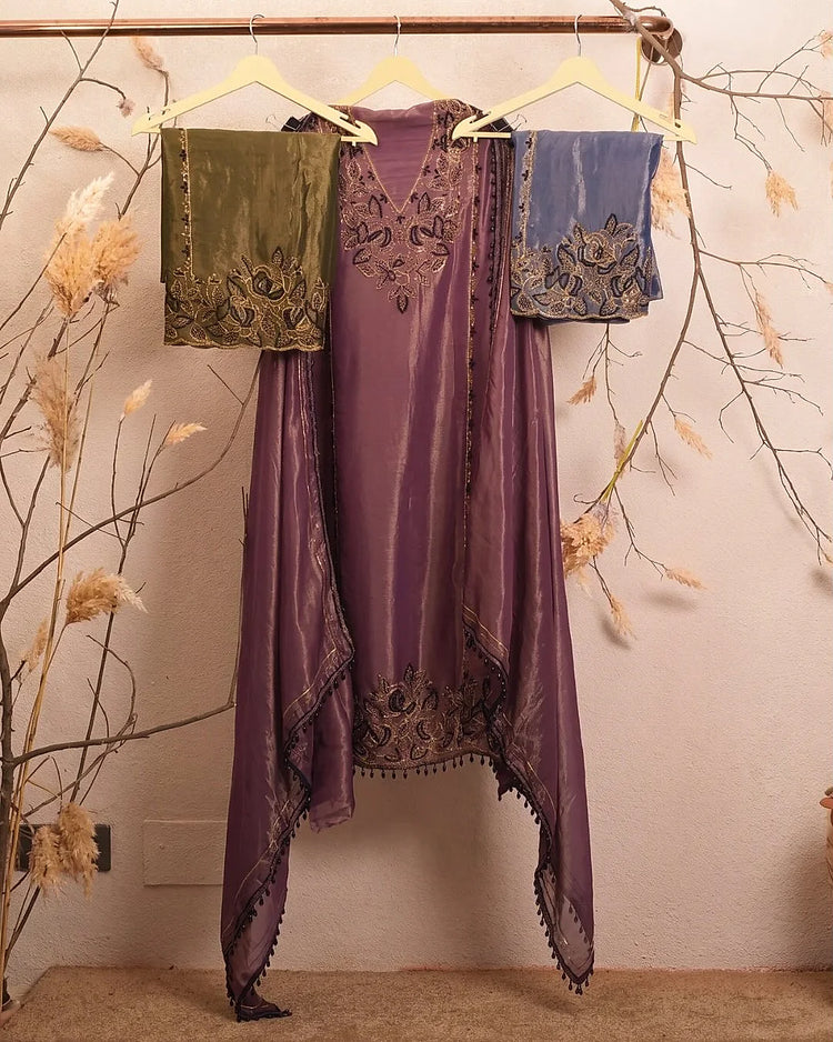 Deep Plum Floral Hem Suit Design
