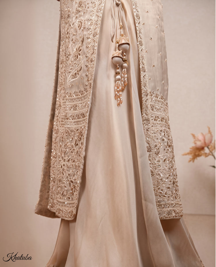 Heritage: champagne embellished suit set, view 2