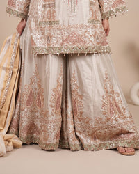 Pearl Noor Sharara Set: pearl ivory sharara set, view 3
