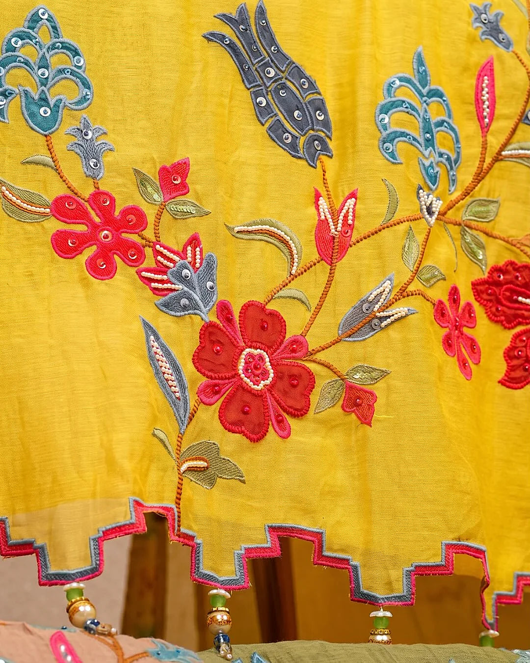 Yellow Bold Floral Suit Design