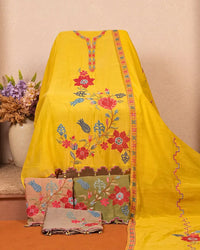 Yellow Bold Floral Suit Design
