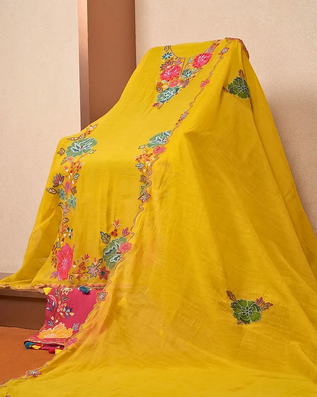 Yellow Bold Floral Suit Design