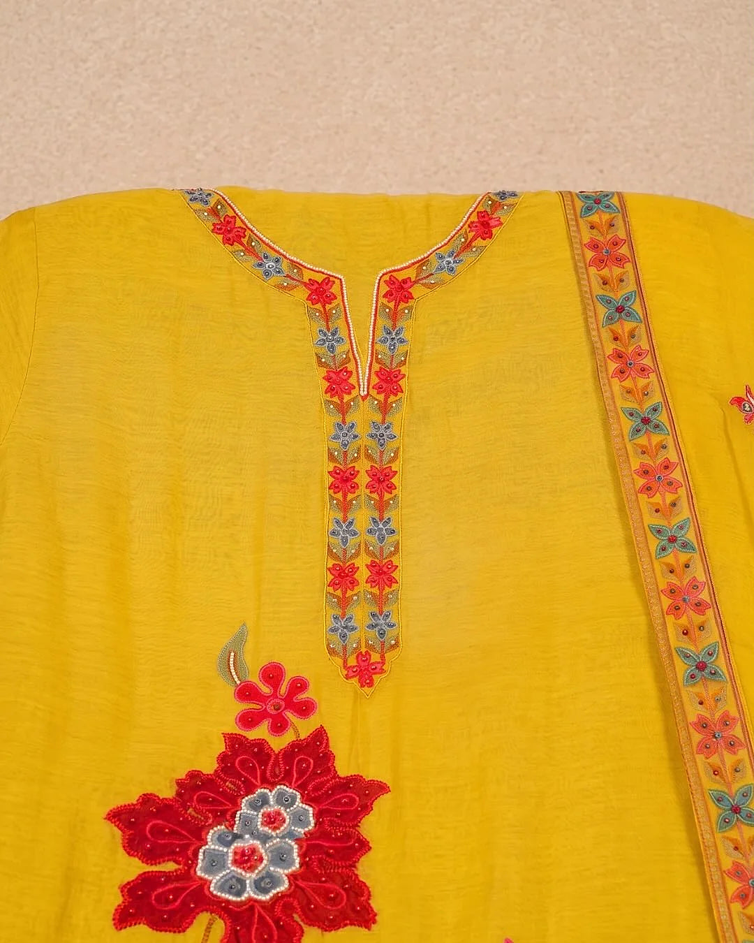 Yellow Bold Floral Suit Design