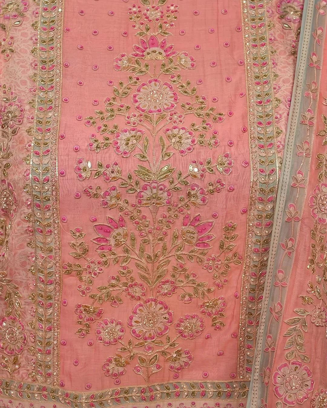 Blush Green Floral Embellished Suit Design
