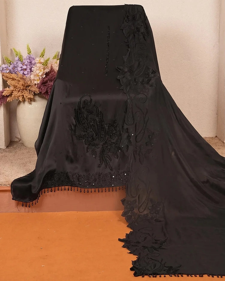 Black Floral Border Suit Design