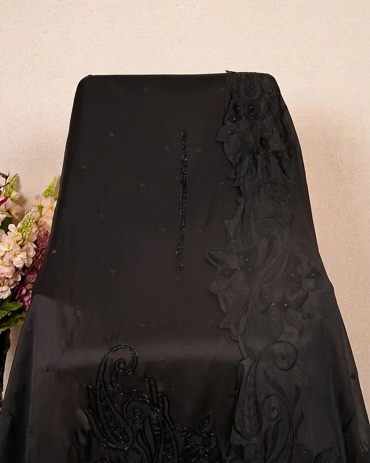 Black Floral Border Suit Design