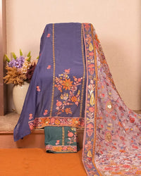 Navy Multicolour Floral Panel Suit Design