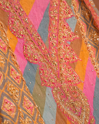 Multicolour Diagonal Stripe Suit Design