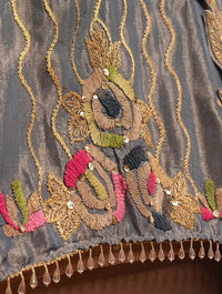 Slate Grey Wavy Floral Suit Design