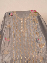 Slate Grey Wavy Floral Suit Design
