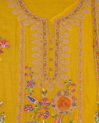 Yellow Floral Border Suit Design