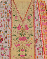 Ivory Pink Botanical Stripe Suit Design