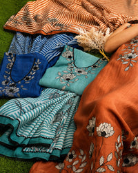 Rust Botanical Neckline Suit Design