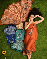 Rust Botanical Neckline Suit Design