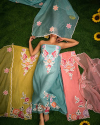 Aqua Floral Vine Suit Design