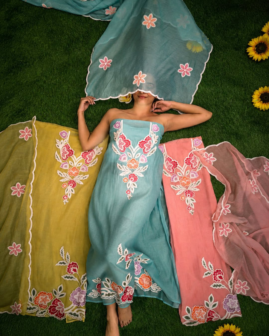 Aqua Floral Vine Suit Design