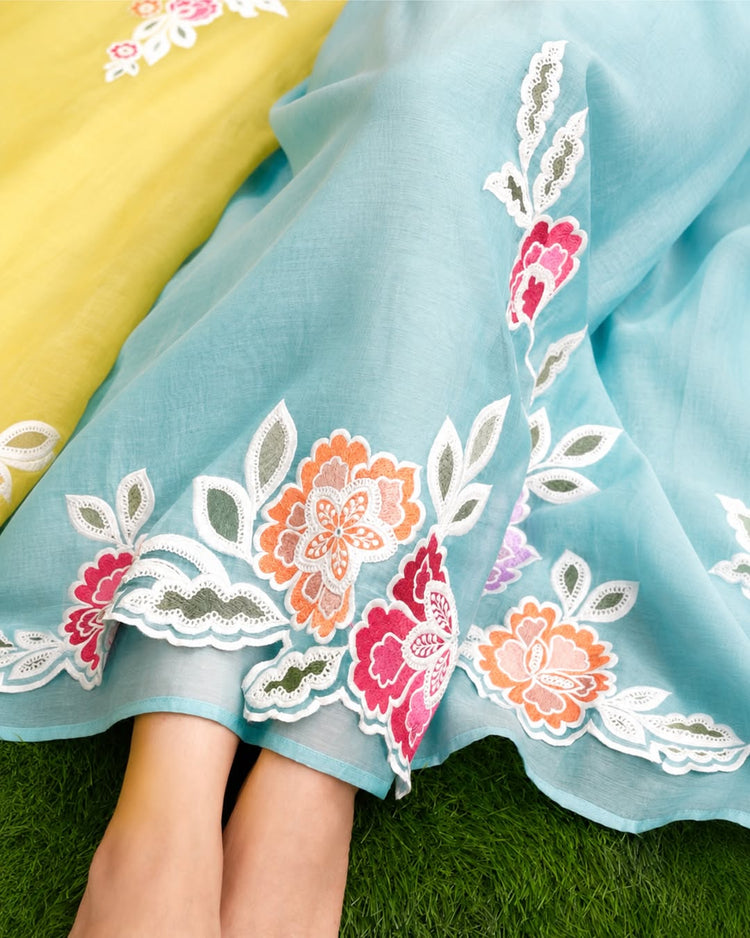 Aqua Floral Vine Suit Design