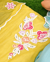 Aqua Floral Vine Suit Design