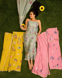 Mint Multicolour Floral Suit Design