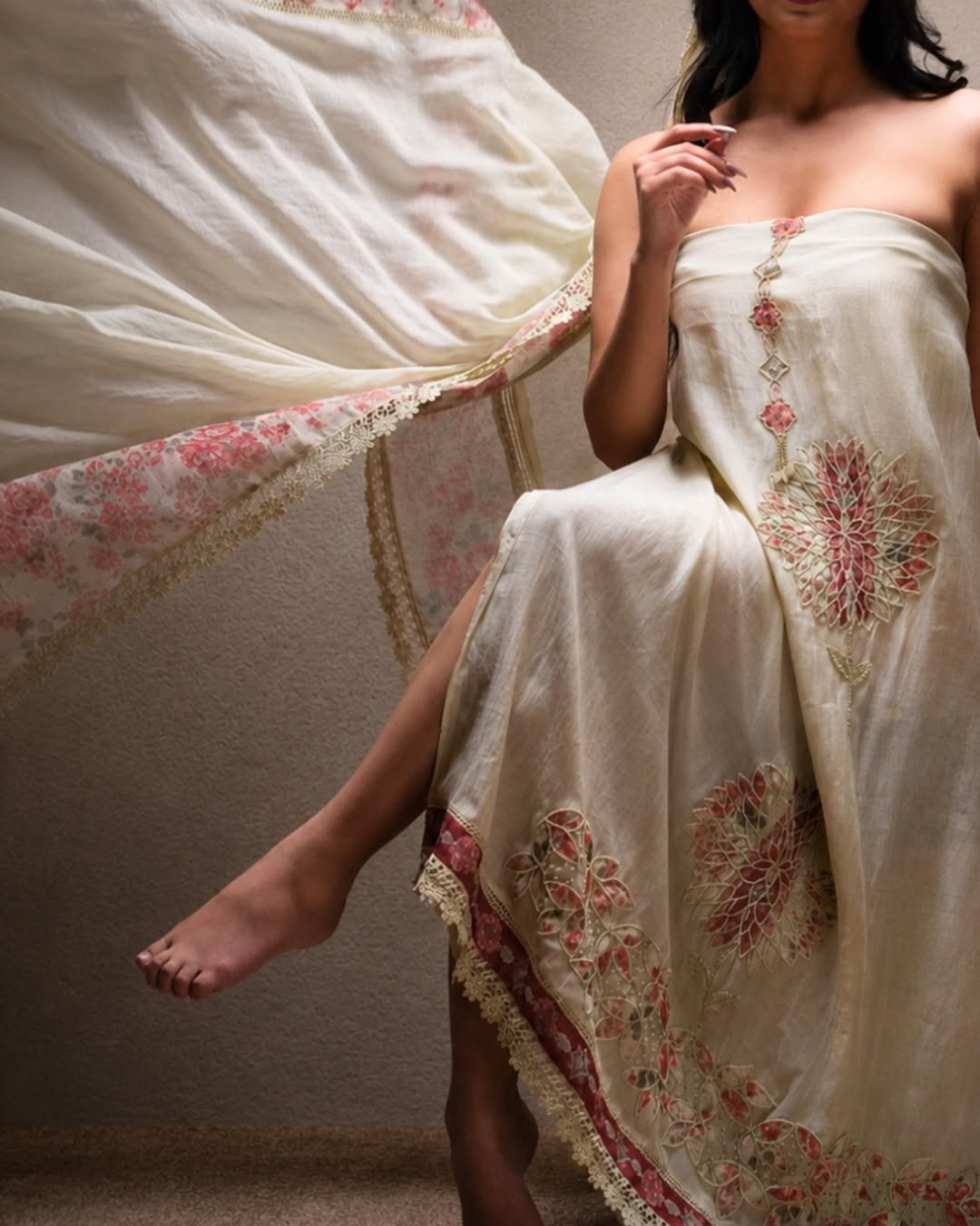 Ivory Floral Medallion Suit Design