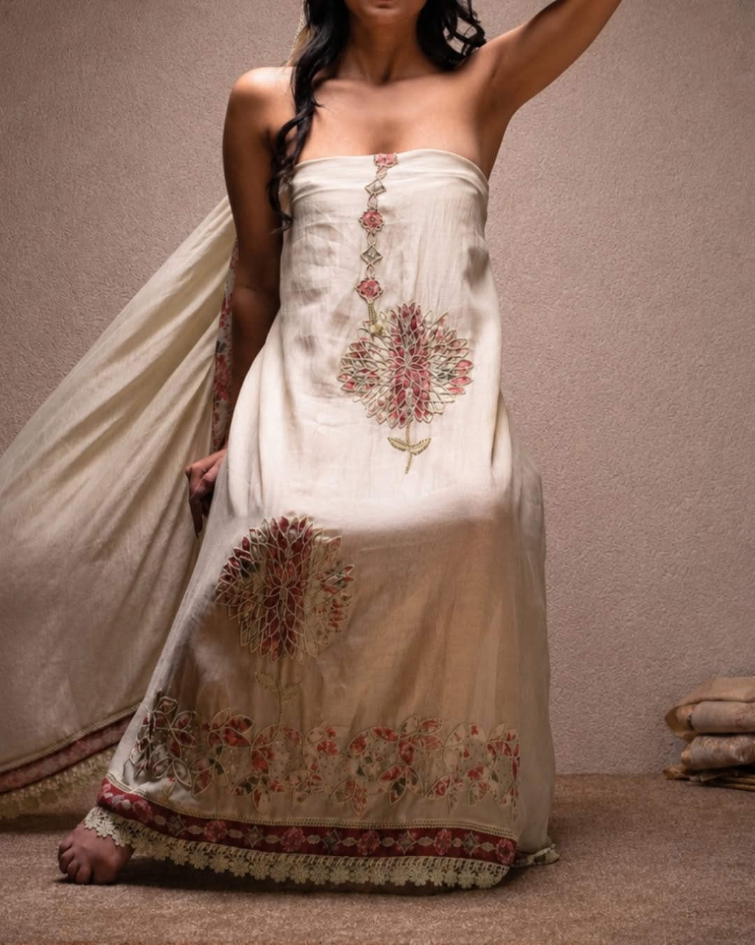 Ivory Floral Medallion Suit Design