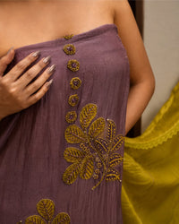 Mauve and Mustard Botanical Suit Design