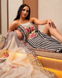 Ivory Stripe and Rose Suit Design