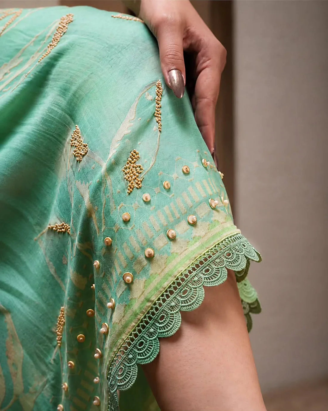 Meher Mint- Unstitched Suit Set