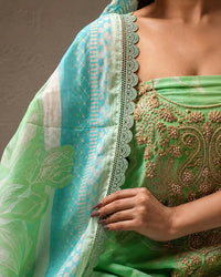 Meher Mint- Unstitched Suit Set