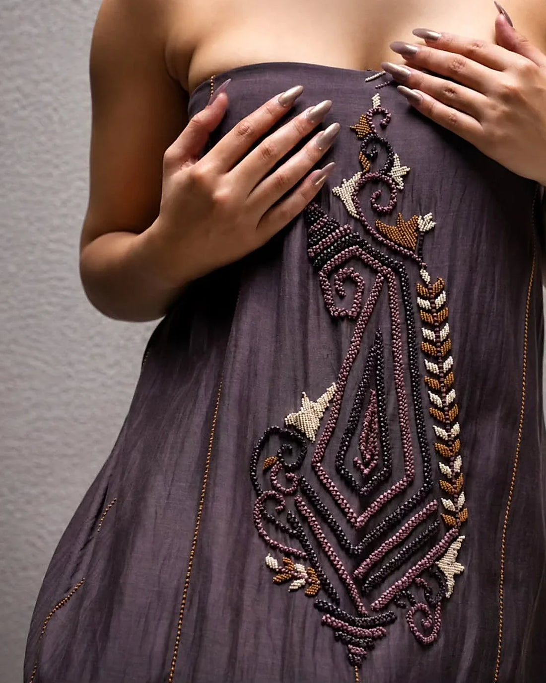 Deep Plum Ornamental Suit Design