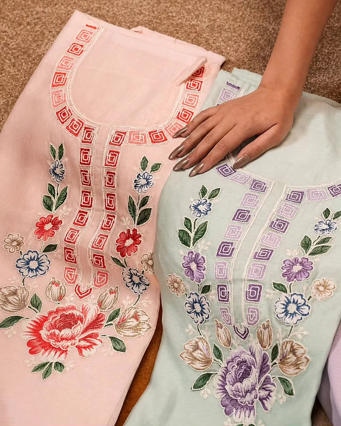 Lavender Pink Floral Suit Design