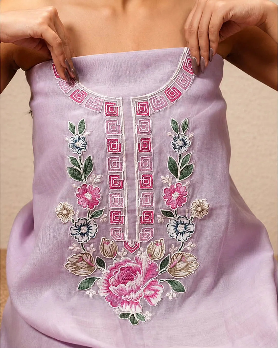 Lavender Pink Floral Suit Design