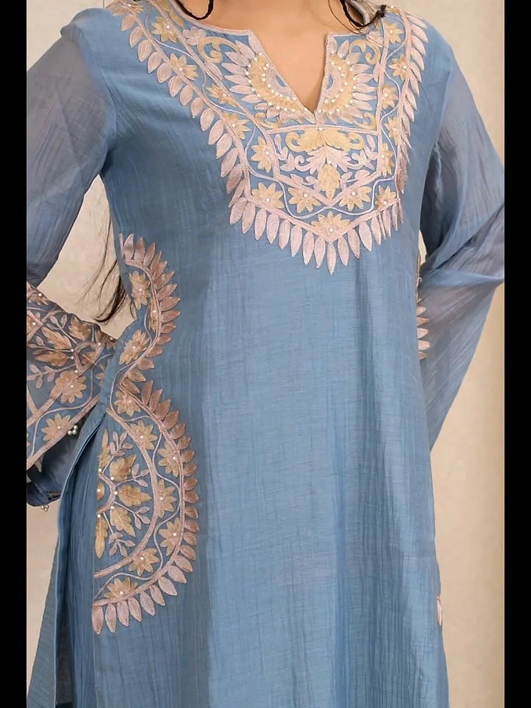 Powder Blue Embroidered Palazzo Set