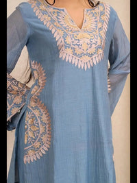 Powder Blue Embroidered Palazzo Set