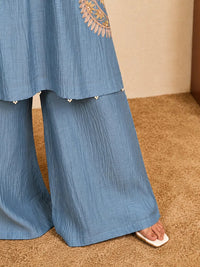 Powder Blue Embroidered Palazzo Set