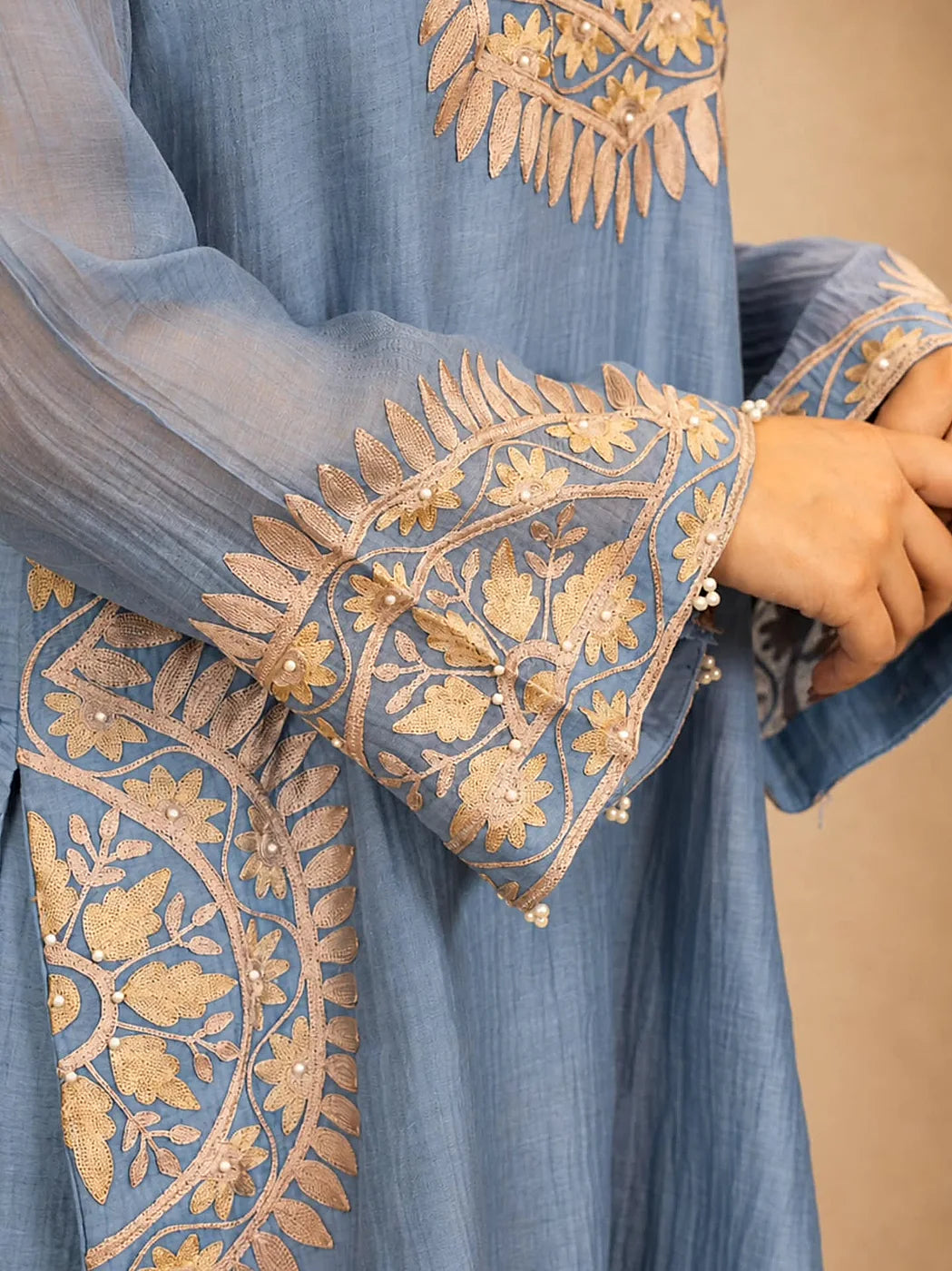Powder Blue Embroidered Palazzo Set