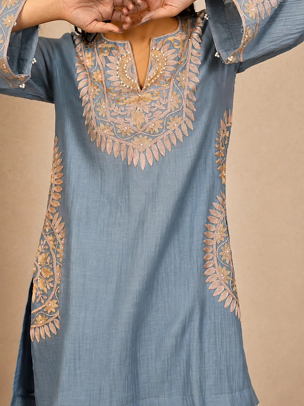 Powder Blue Embroidered Palazzo Set