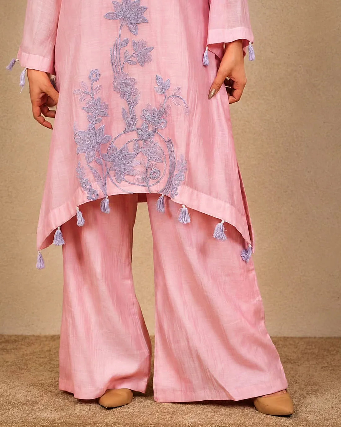 Blush Pink Botanical Palazzo Set