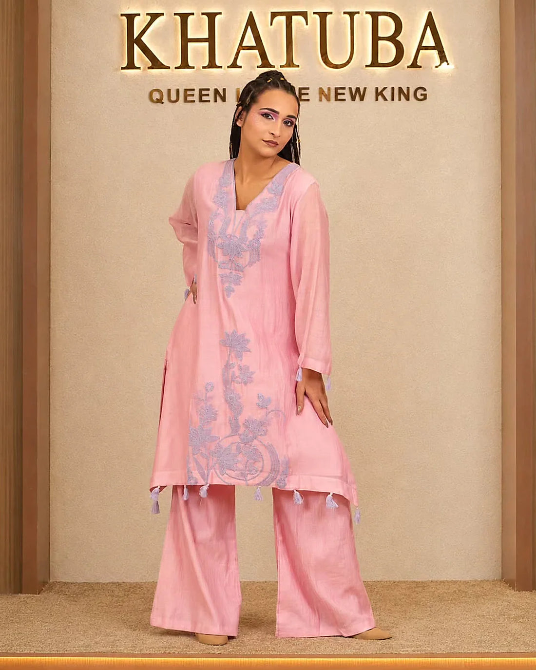 Blush Pink Botanical Palazzo Set