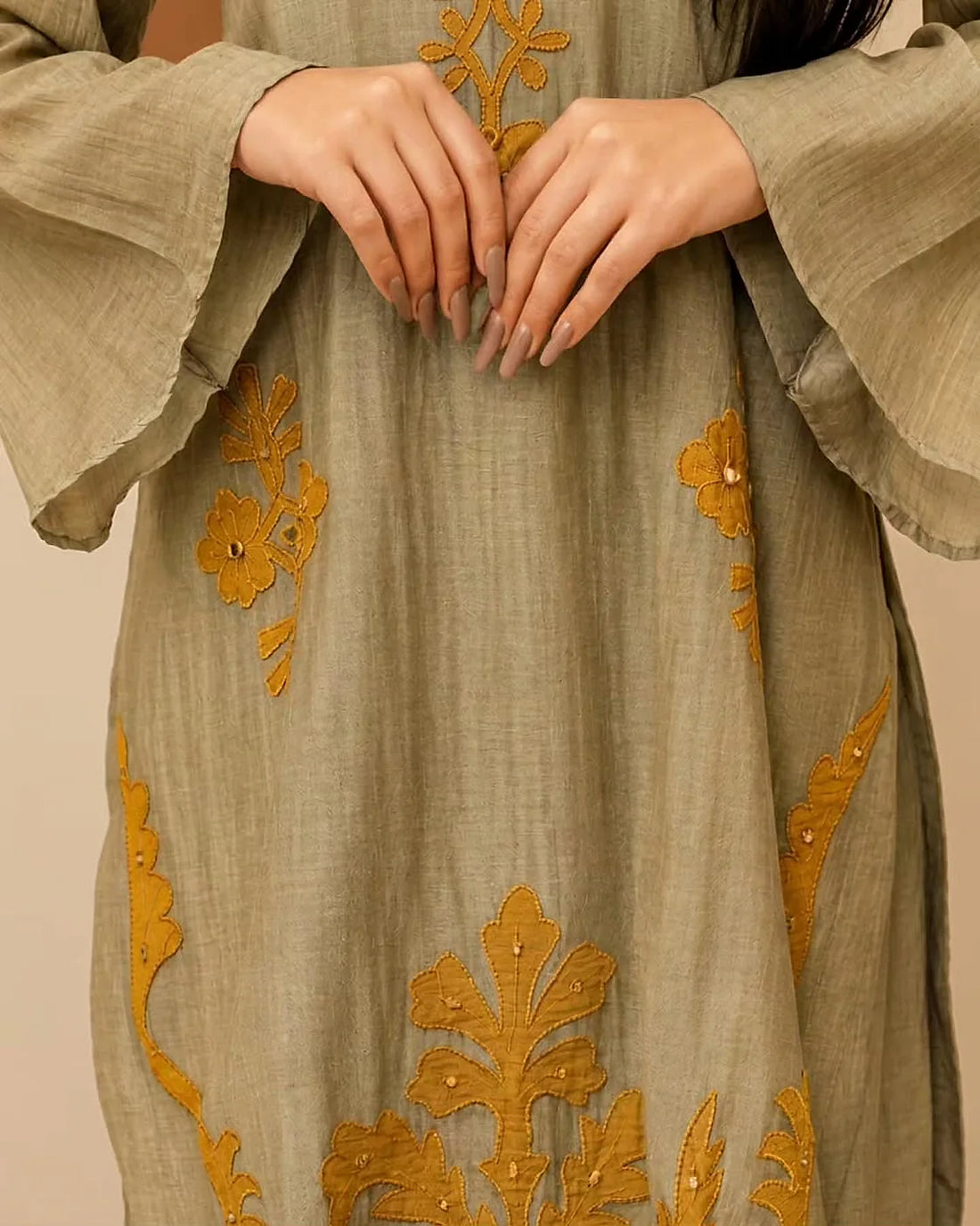 Olive Mustard Botanical Palazzo Set