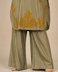 Olive Mustard Botanical Palazzo Set