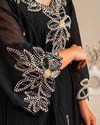 Black Ornamental Embroidered Palazzo Set